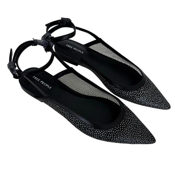 Free People Jules Glitter Mesh Pointed Toe Ankle Strap Flats 6.5 New - Picture 1 of 11